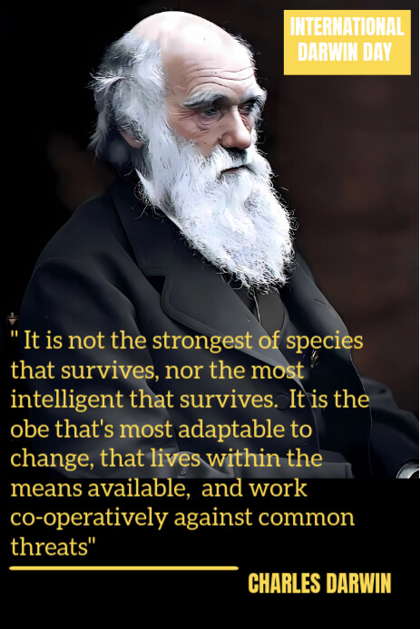 Black Professional Darwin Day Pinterest Graphic Template | PosterMyWall