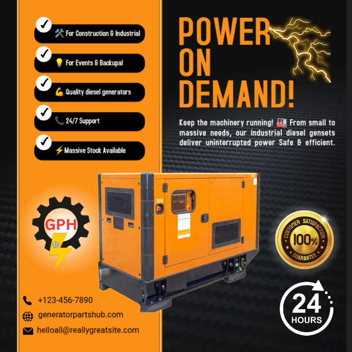 Black Professional Diesel Generator Rentals Instagram Post Template ...