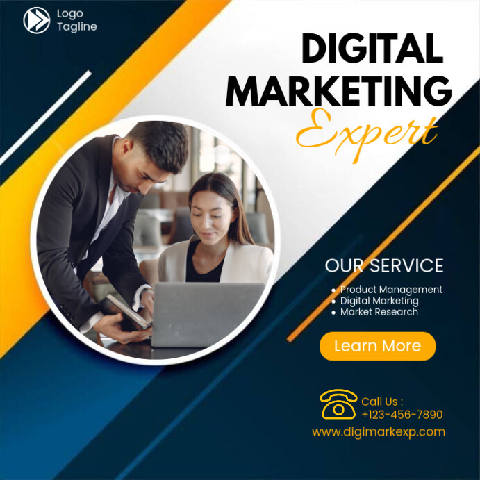 Black Professional Digital Mareting Expert Instagram Post Template ...