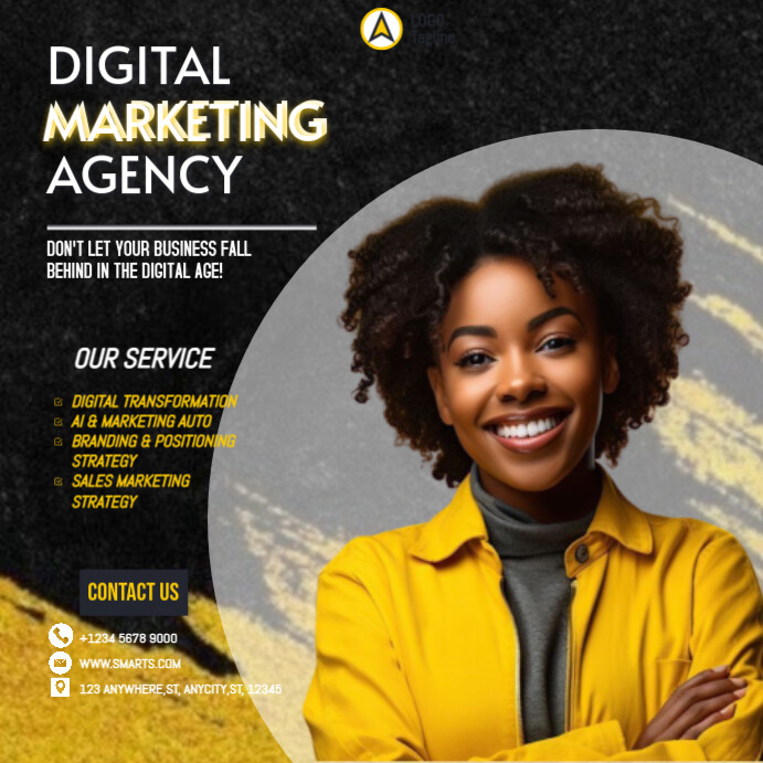 Black Professional Digital Marketing Agency Instagram Post Template ...