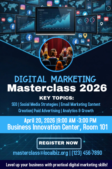 Digital Marketing Masterclass Template | PosterMyWall