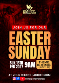 黑色 Easter Sunday Church Event A6 Template