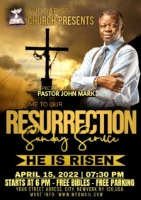 Black Professional Easter Sunday Church Service Flyer Poster A3 template