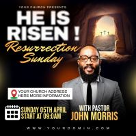 Black Professional Easter Sunday Church Service Instagram Post template