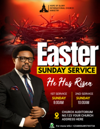 Black Easter Sunday Service Flyer Template