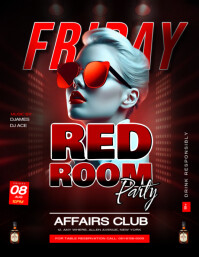 Black Professional Editable Red Room Friday Party Flyer  Flyer (us Letter) template