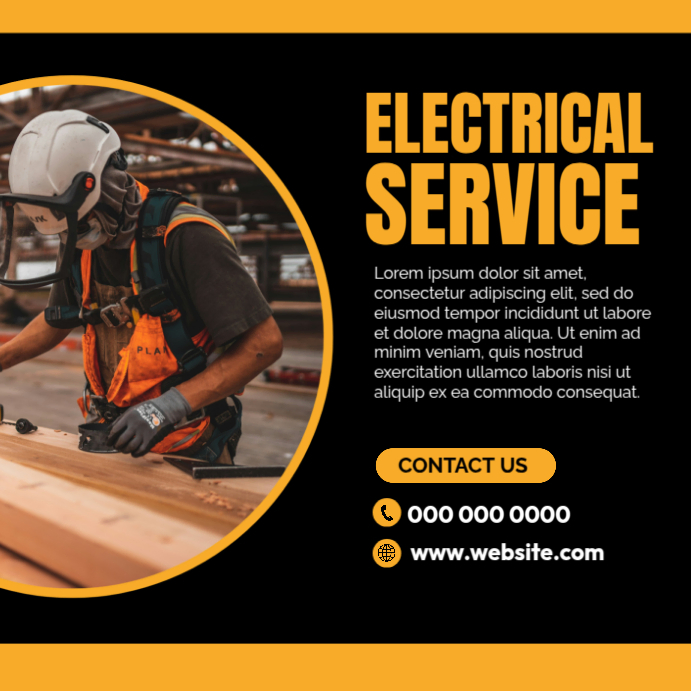 Black Professional Electrical Service Instagram Post Template ...