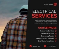 Black Professional Electrical Services Template Medium Rectangle Middelgrote rechthoek