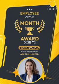 Czarny Employee of the Month A4 Template