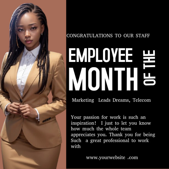 Black Professional Employee Recognition Flyer Instagram Post Template ...