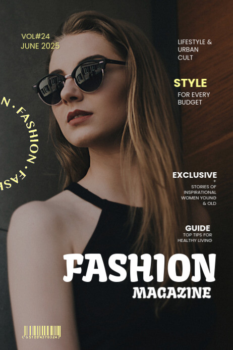 Black Professional Fashion Magazine Model  Poster template