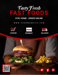 Black Professional Fast Food Flyer (us Letter) template