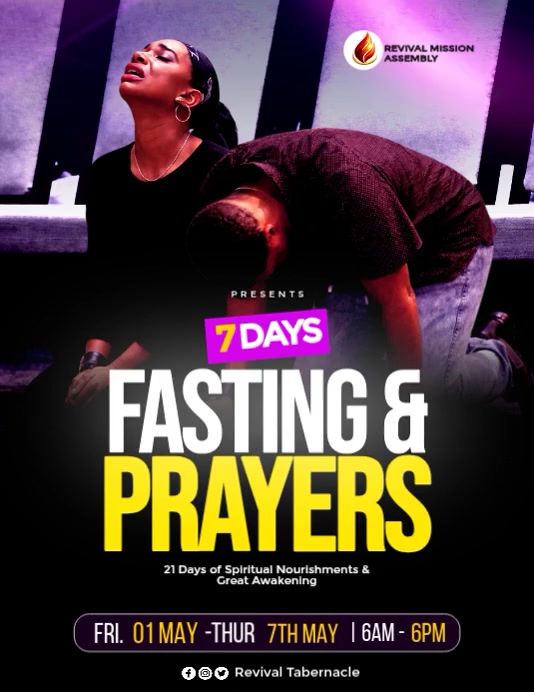 Black Professional Fasting and Prayers Event Flyer Video Template ...