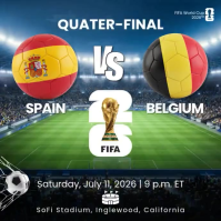 Black Professional FIFA World Cup 2026 Quarter-Final Square Video Persegi (1:1) template