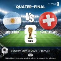 Black Professional FIFA World Cup 2026 Quarter-Final Square Video Quadrat (1:1) template
