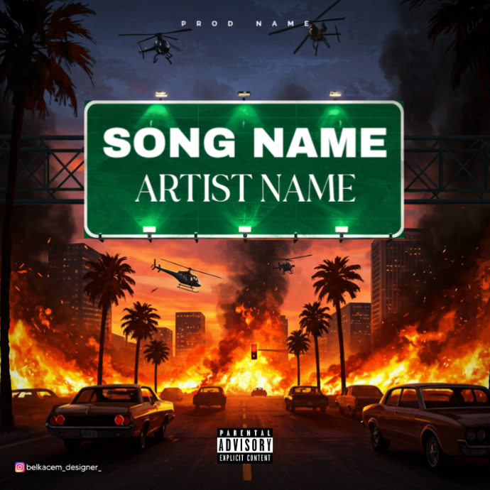 Black Professional Fire City Album Cover template