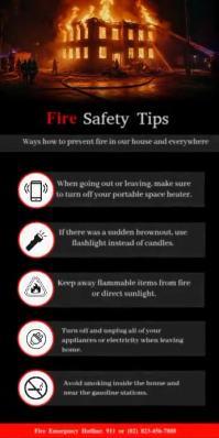 Black Professional Fire Safety Tips Roll Up Banner 3' × 6' template