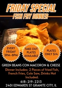 Black Professional Fish Fry Fundraiser Flyer, Editable Fish Fry A5 template