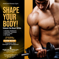 Black Professional Fitness / Bodybuilding Ads Square (1:1) template