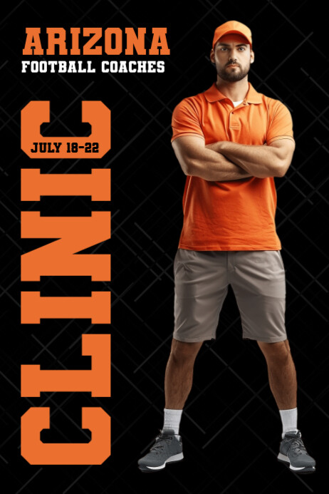Black professional football coach clinic poster Template | PosterMyWall