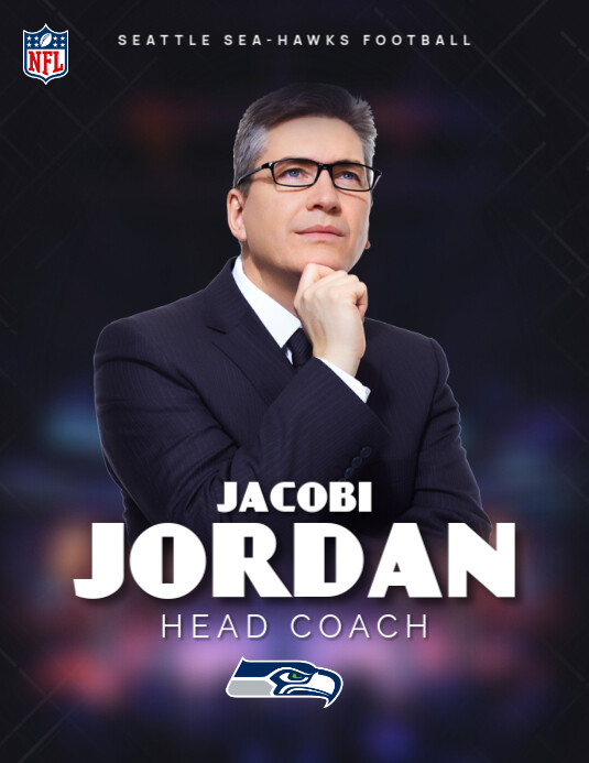 Black Professional Football Coach Signing Flyer (us Letter) template