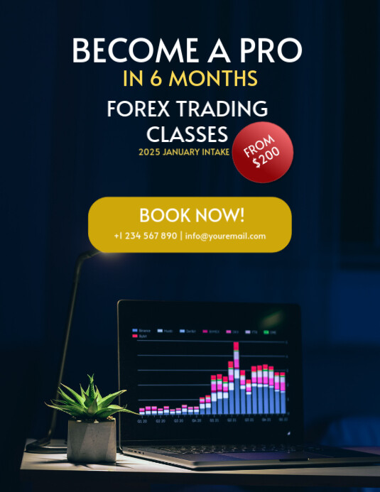 Black Professional Forex Trading Classes Flyer (us Letter) template