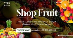 Black Professional Fruit Shop Promotion Facebook Shared Image delt Facebook-billede template