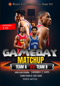 Black Professional Gameday Matchup A4 template