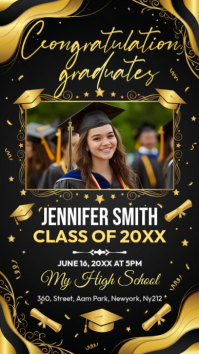 Black Professional Graduation Announcement Digital Display template