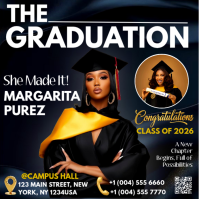 Black Professional Graduation Announcement Instagram Post Iphosti le-Instagram template
