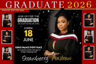 Black Professional Graduation Announcement Poster Video Плакат template