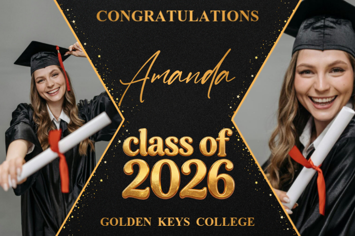 Graduation Ban Black Professional Graduation Celebration Banner 4' × 6' Template ...