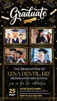 Black Professional Graduation Celebration Digital Display template