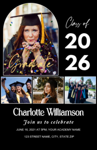 Preto Graduation Celebration Halv side bred Template