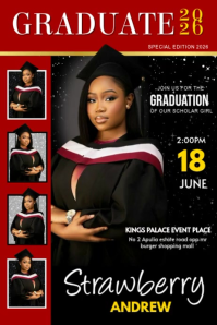Black Professional Graduation Celebration Poster Video Cartaz template