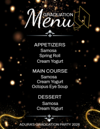 Black Professional Graduation Menu Flyer Рекламная листовка (US Letter) template