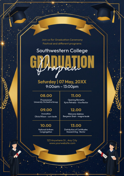 Black Professional Graduation Program Ad Template A4 | PosterMyWall