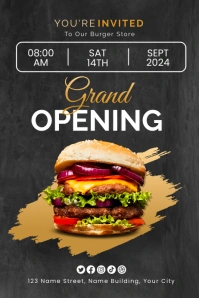 Black Professional Grand Opening Restaurant I Poster template