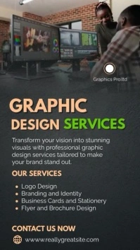 Black Professional Graphic Design Services In История на Instagram template
