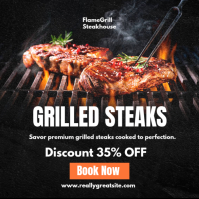 Black Professional Grilled Steaks Promotion Instagram Post template