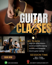 Black Professional  Guitar Classes Online Training Course Lessons Institute Advertisement Flyer Temp Instagram Portrait template