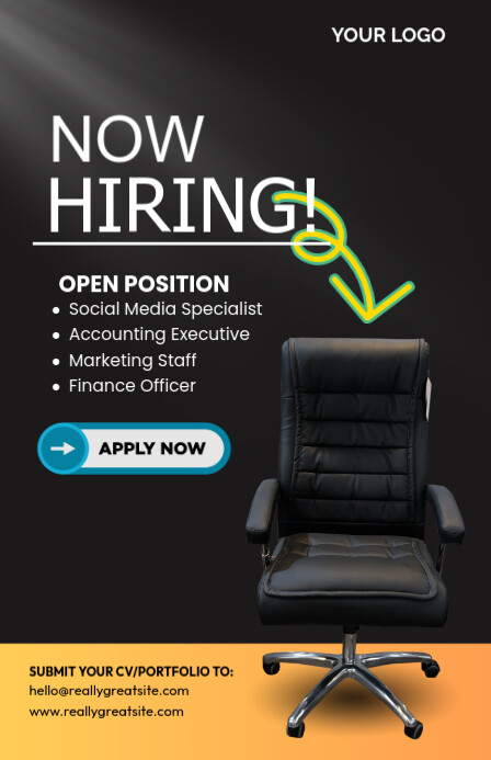 Black Professional Hiring Half Page Wide Halfbladsy Breed template