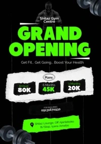 Black Professional Gym Grand Opening A3 template
