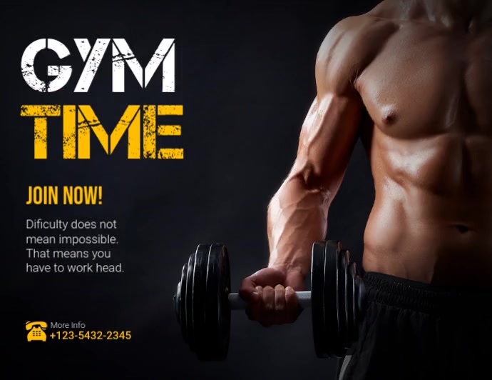 Black Professional Gym Time Flyer (us Letter) template