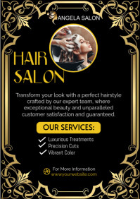Black Professional Hair Beauty Salon Design  A4 template