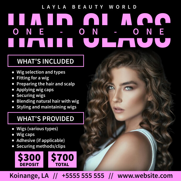 Black Professional Hair Class One On One Inst Instagram Post template