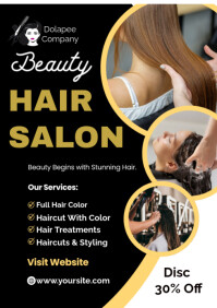 Black Professional Hair Salon  A4 template