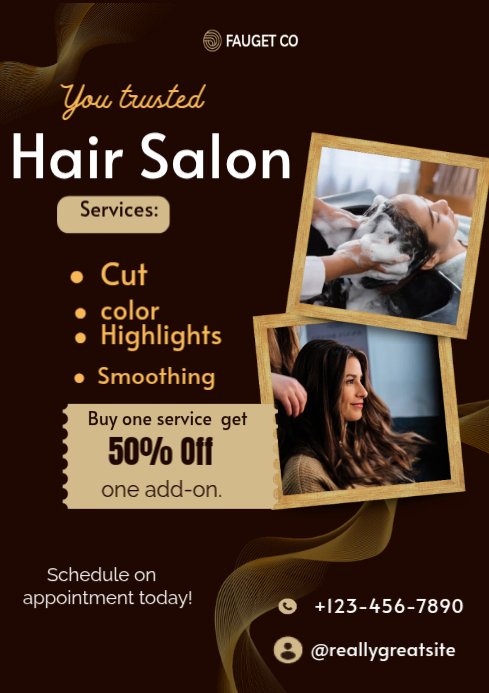 Black Professional Hair Salon Promotion A4 Template | PosterMyWall