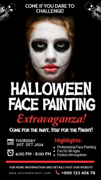 Black Professional Halloween Face Painting In Historia de Instagram template