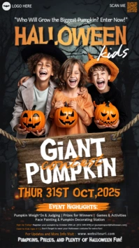 Black Professional Halloween Pumpkin Carving , pumpkin patch Historia de Instagram template